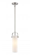 Innovations Lighting 423-1S-SN-G423-12WH - Pilaster II Cylinder - 1 Light - 12 inch Long Glass - Satin Nickel - Pendant