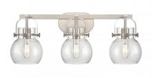 Innovations Lighting 423-3W-SN-G410-6SDY - Pilaster II Sphere - 3 Light - 27 inch - Satin Nickel - Bath Vanity Light