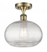 Innovations Lighting 516-1C-AB-G555-10CL - Ithaca - 1 Light - 10 inch - Antique Brass - Semi-Flush Mount