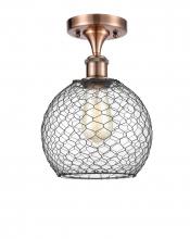 Innovations Lighting 516-1C-AC-G122-8CBK - Farmhouse Chicken Wire - 1 Light - 8 inch - Antique Copper - Semi-Flush Mount