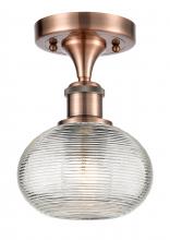 Innovations Lighting 516-1C-AC-G555-6CL - Ithaca - 1 Light - 6 inch - Antique Copper - Semi-Flush Mount