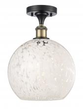 Innovations Lighting 516-1C-BAB-G1216-10WM - White Mouchette - 1 Light - 10 inch - Black Antique Brass - Semi-Flush Mount