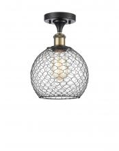 Innovations Lighting 516-1C-BAB-G122-8CBK - Farmhouse Chicken Wire - 1 Light - 8 inch - Black Antique Brass - Semi-Flush Mount