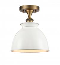 Innovations Lighting 516-1C-BB-M14-W - Adirondack - 1 Light - 8 inch - Brushed Brass - Semi-Flush Mount