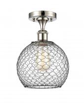 Innovations Lighting 516-1C-PN-G122-8CBK - Farmhouse Chicken Wire - 1 Light - 8 inch - Polished Nickel - Semi-Flush Mount