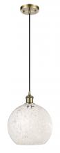 Innovations Lighting 516-1P-AB-G1216-10WM - White Mouchette - 1 Light - 10 inch - Antique Brass - Stem Hung - Mini Pendant