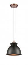 Innovations Lighting 516-1P-AC-M14-BK - Adirondack - 1 Light - 8 inch - Antique Copper - Cord hung - Mini Pendant