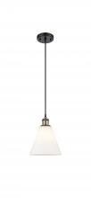 Innovations Lighting 516-1P-BAB-GBC-81 - Berkshire - 1 Light - 8 inch - Black Antique Brass - Cord hung - Mini Pendant