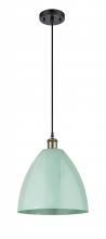 Innovations Lighting 516-1P-BAB-MBD-12-SF - Plymouth - 1 Light - 12 inch - Black Antique Brass - Cord hung - Mini Pendant