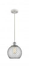 Innovations Lighting 516-1P-WPC-G122-8CBK - Farmhouse Chicken Wire - 1 Light - 8 inch - White Polished Chrome - Cord hung - Mini Pendant