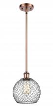 Innovations Lighting 516-1S-AC-G122-8CBK - Farmhouse Chicken Wire - 1 Light - 8 inch - Antique Copper - Mini Pendant