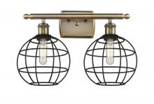 Innovations Lighting 516-2W-AB-CE-8-BK - Lake Placid - 2 Light - 18 inch - Antique Brass - Bath Vanity Light