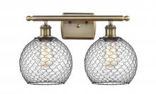 Innovations Lighting 516-2W-AB-G122-8CBK - Farmhouse Chicken Wire - 2 Light - 18 inch - Antique Brass - Bath Vanity Light