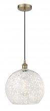 Innovations Lighting 616-1P-AB-G1216-14WM - White Mouchette - 1 Light - 14 inch - Antique Brass - Cord Hung - Pendant