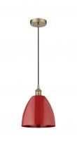 Innovations Lighting 616-1P-AB-MBD-9-RD - Plymouth - 1 Light - 9 inch - Antique Brass - Cord hung - Mini Pendant