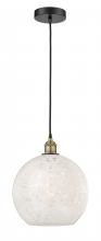 Innovations Lighting 616-1P-BAB-G1216-12WM - White Mouchette - 1 Light - 12 inch - Black Antique Brass - Cord Hung - Mini Pendant