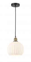 Innovations Lighting 616-1P-BAB-G1217-10WV - White Venetian - 1 Light - 10 inch - Black Antique Brass - Cord Hung - Mini Pendant