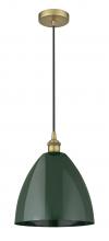 Innovations Lighting 616-1P-BB-MBD-12-GR - Plymouth - 1 Light - 12 inch - Brushed Brass - Cord hung - Mini Pendant