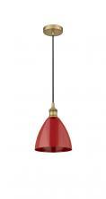 Innovations Lighting 616-1P-BB-MBD-75-RD - Plymouth - 1 Light - 8 inch - Brushed Brass - Cord hung - Mini Pendant