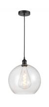 Innovations Lighting 616-1P-BK-G124-12 - Athens - 1 Light - 12 inch - Matte Black - Cord hung - Mini Pendant