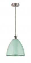 Innovations Lighting 616-1P-SN-MBD-12-SF - Plymouth - 1 Light - 12 inch - Brushed Satin Nickel - Cord hung - Mini Pendant