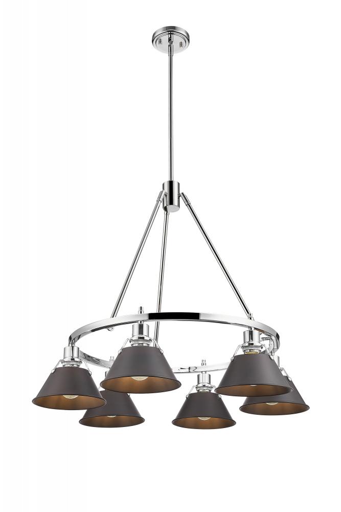 Orwell 6-Light Chandelier in Chrome with Rubbed Bronze