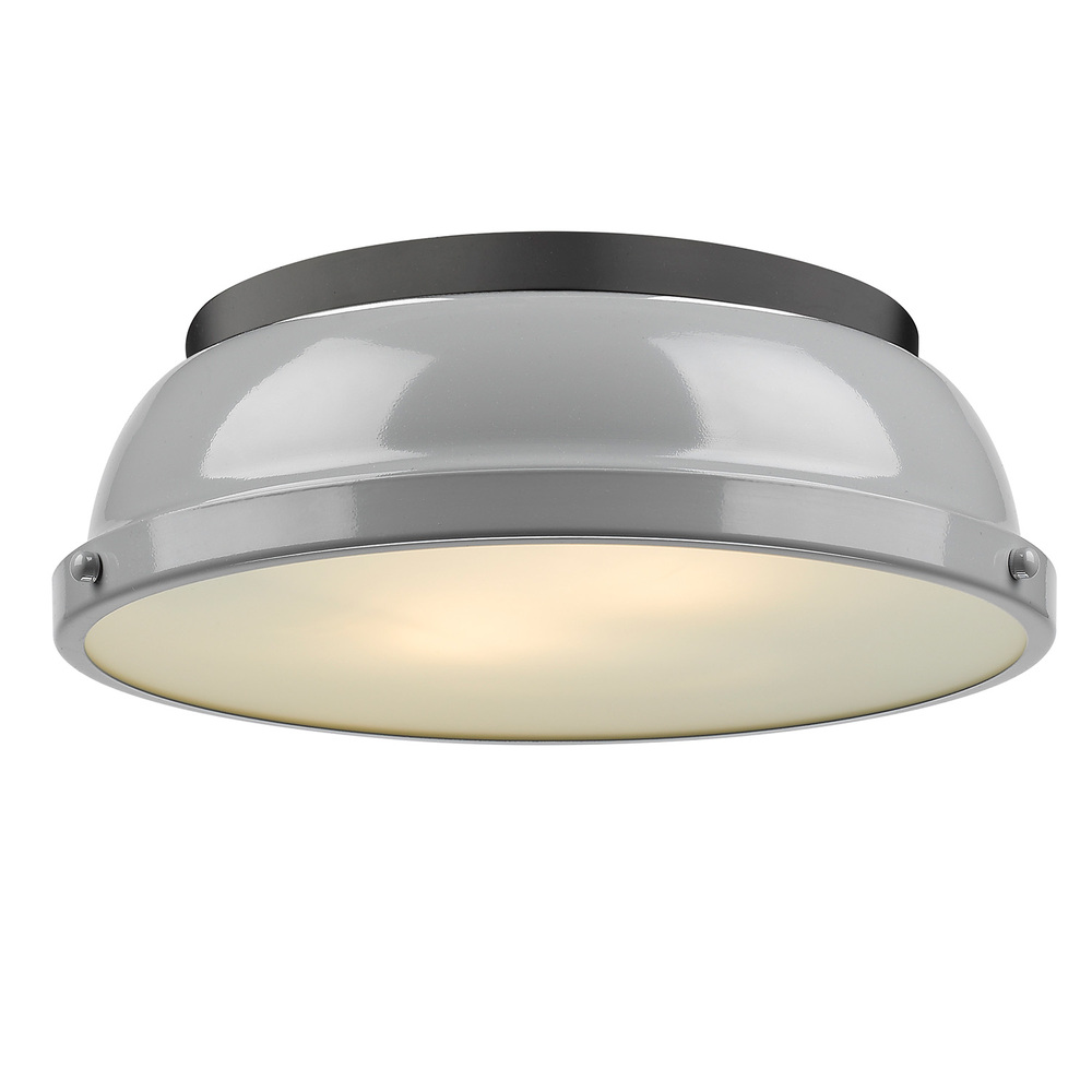 Duncan 14" Flush Mount in Matte Black with a Gray Shade