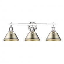 Golden 3306-BA3 CH-AB - Orwell CH 3 Light Bath Vanity in Chrome with Aged Brass shades