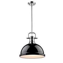 Golden 3604-L CH-BK - Duncan 1 Light Pendant with Rod