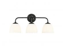 Golden 6954-BA3 BLK-OP - Dorinda 3-Light Vanity Light in Matte Black with Opal Glass