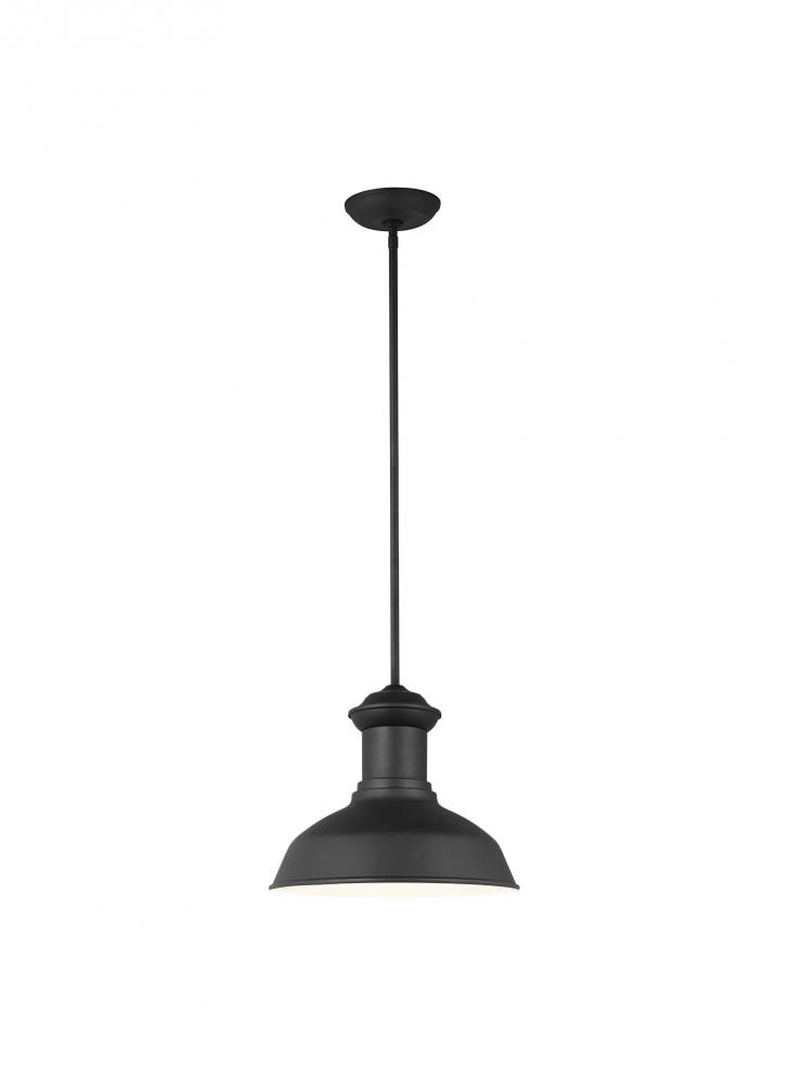 Fredricksburg traditional 1-light outdoor exterior Dark Sky compliant ceiling hanging pendant in bla