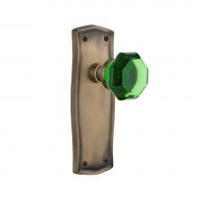 Nostalgic Warehouse 724906 - Nostalgic Warehouse Prairie Plate Privacy Waldorf Emerald Door Knob in Antique Brass