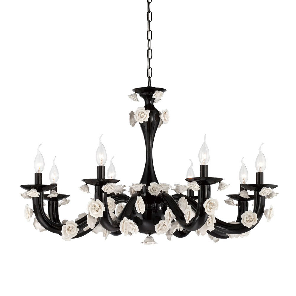 Martina, 8Lt Chandelier, Black/White