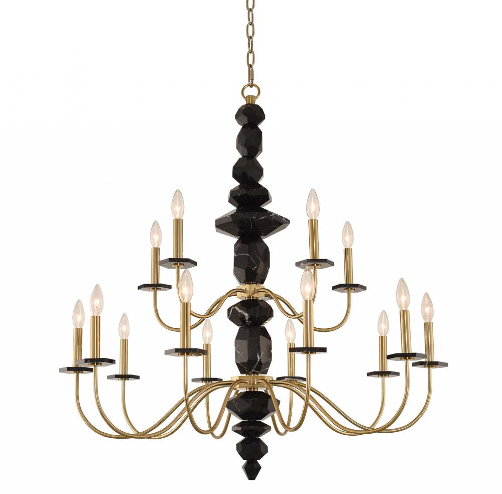 Piedra (10+5) Light 2 Tier Chandelier