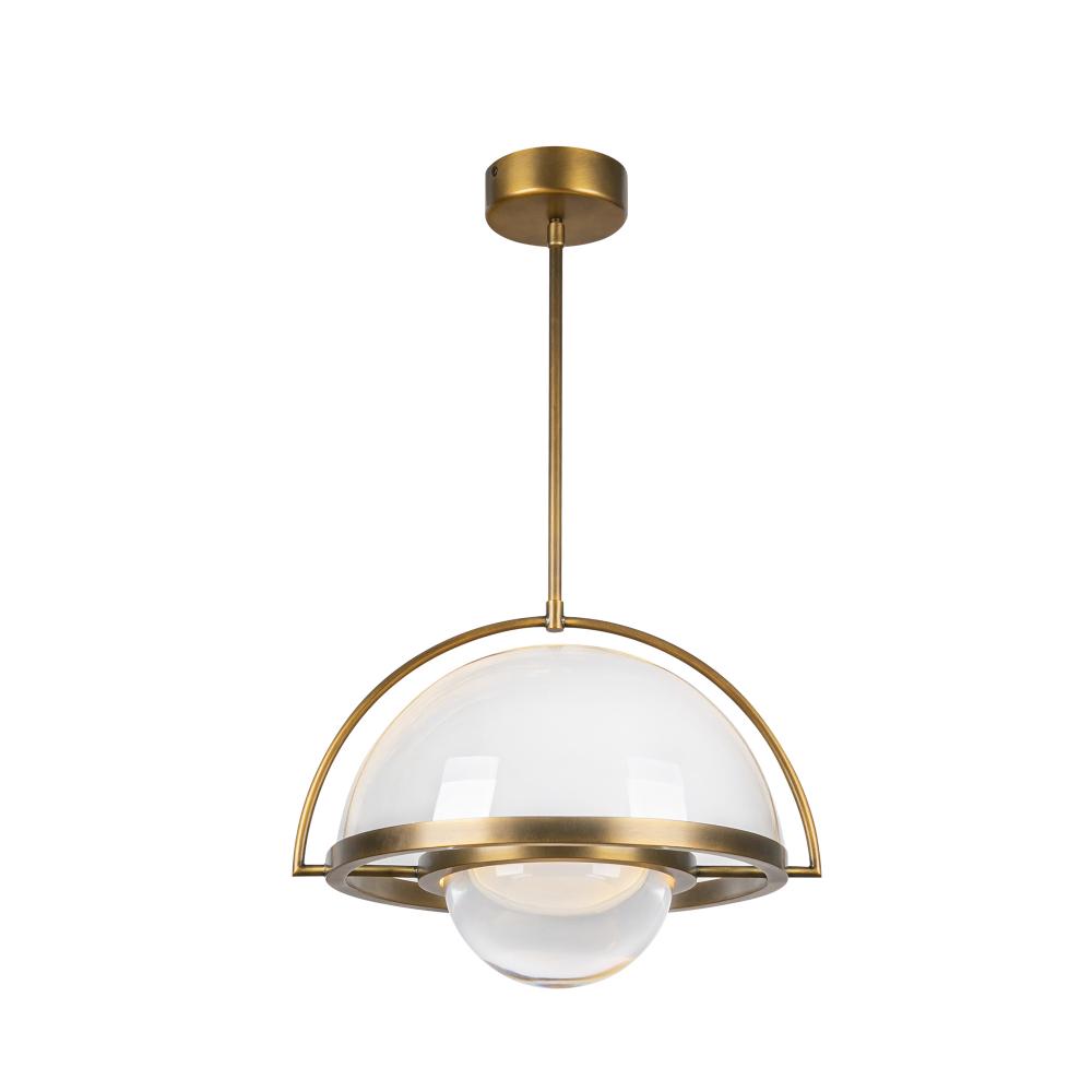 Bowery 14-in Vintage Brass LED Pendant