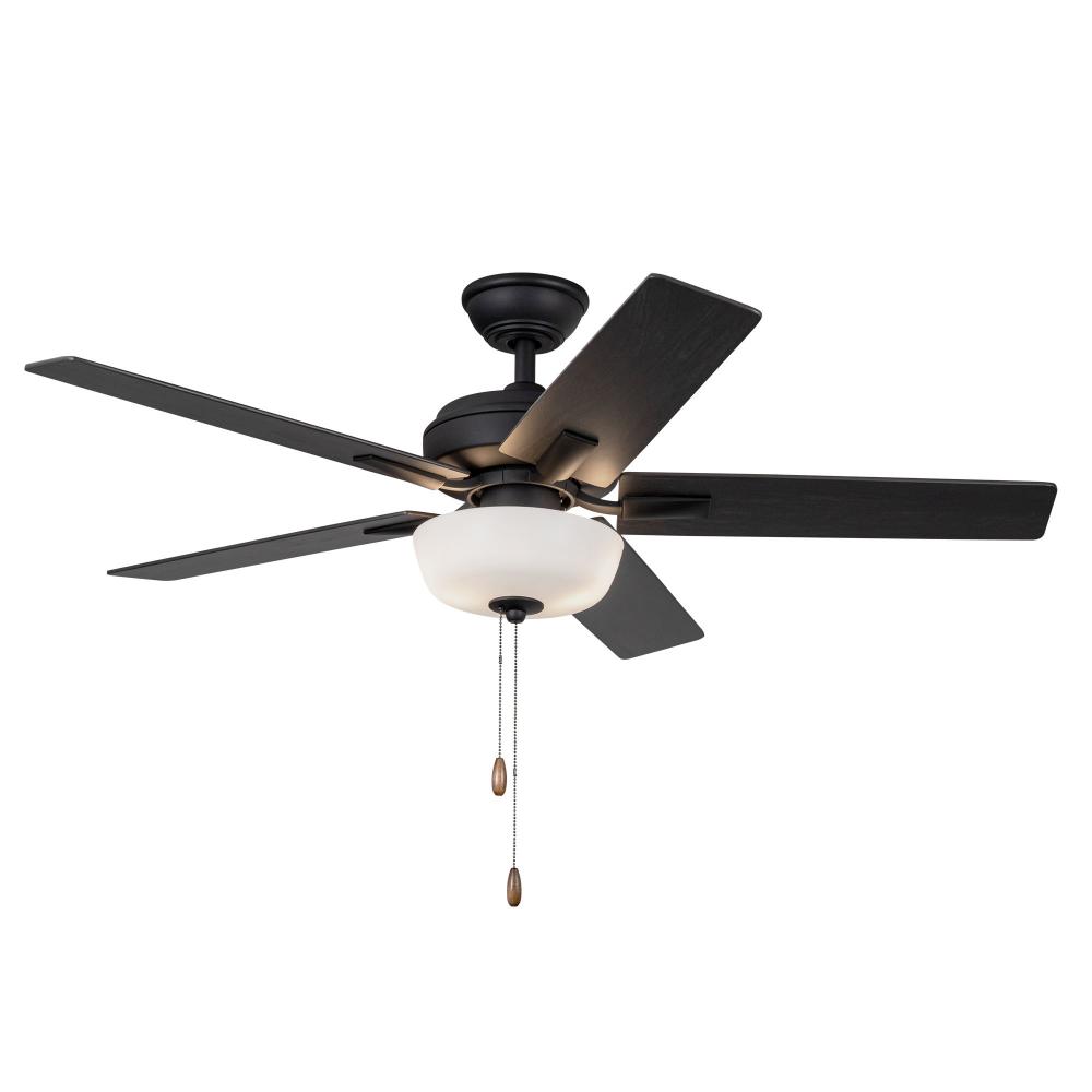 Erikson 52-in Matte Black FAN + LED KIT with Bulb Ceiling Fan