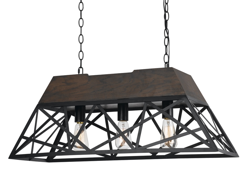 60W X 3 Antonio Wood Chandelier (Edison Bulbs Not Included)