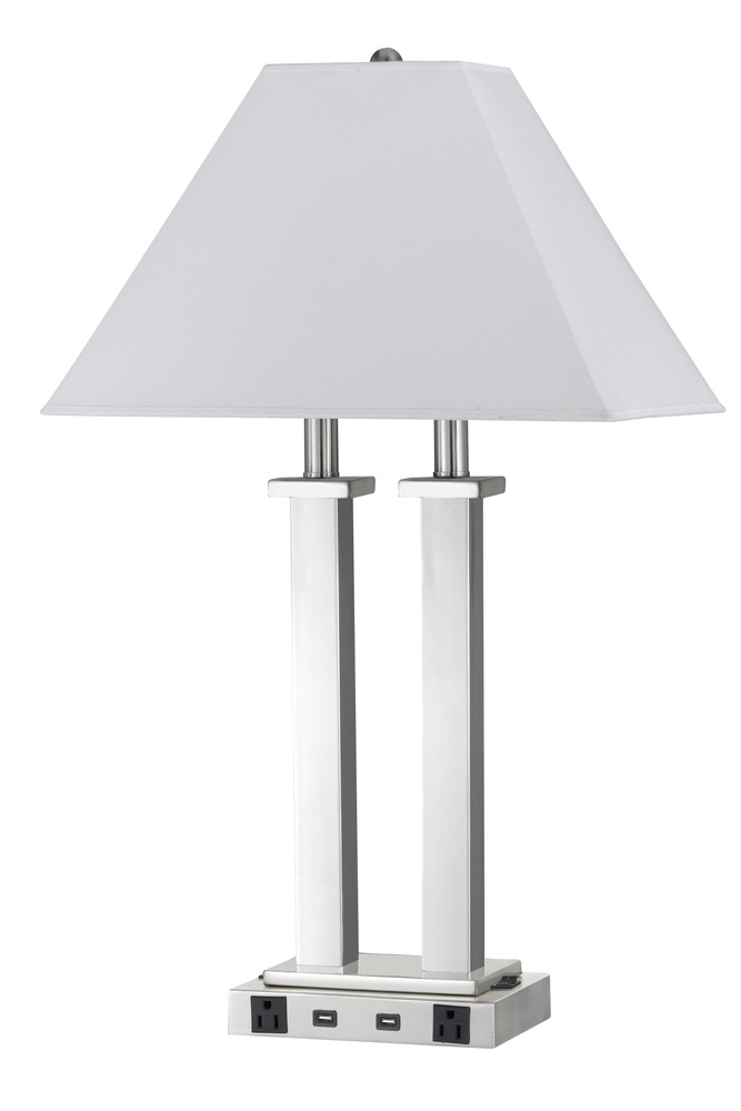 26" Height Metal Desk Lamp in Brushed Steel Finish