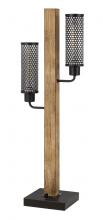 CAL Lighting BO-3008TB - 60W X 2 Lenox Lantern Style Rubber Wood/Metal Table Lamp with Mesh Metal Shades