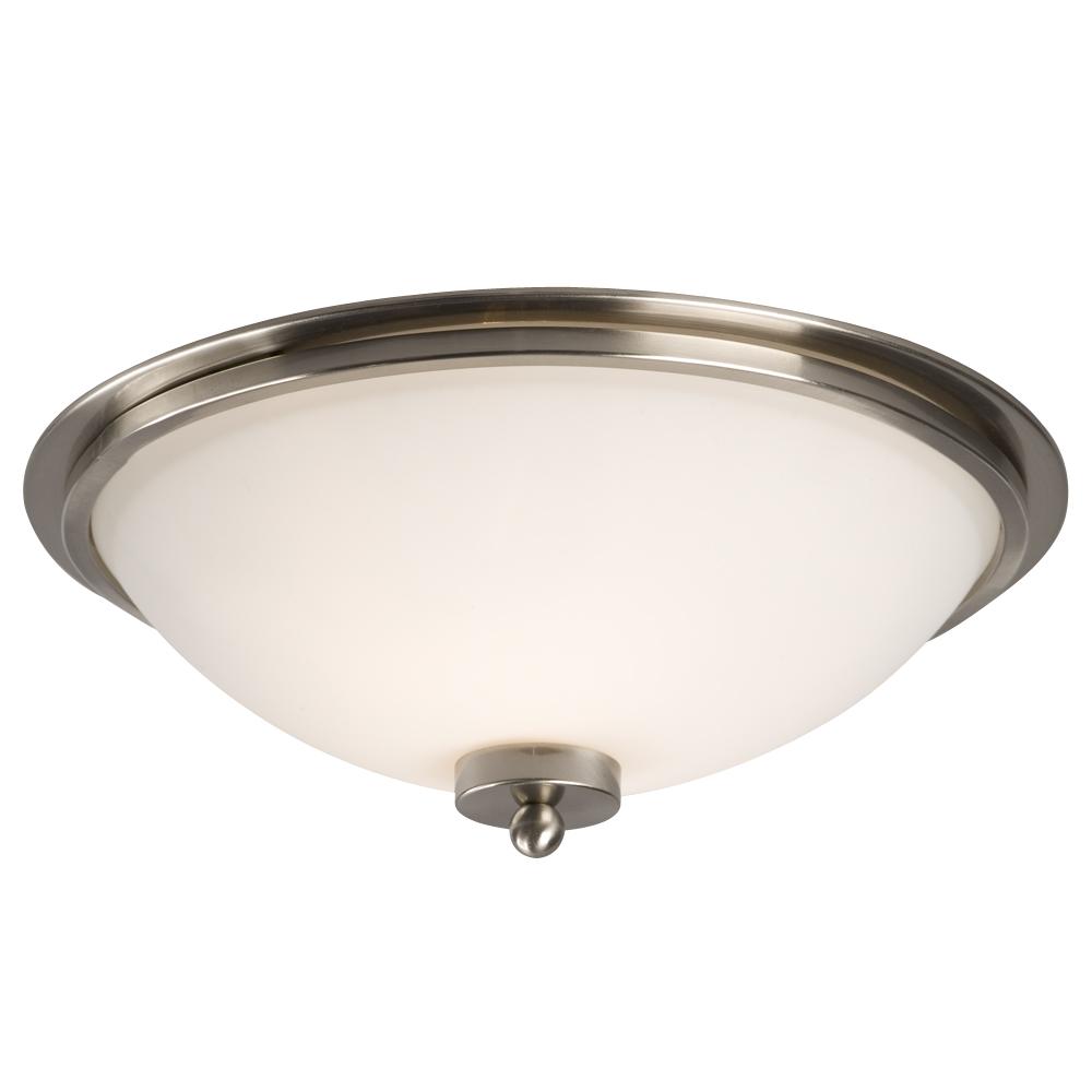 Two Light Nickel Bowl Flush Mount