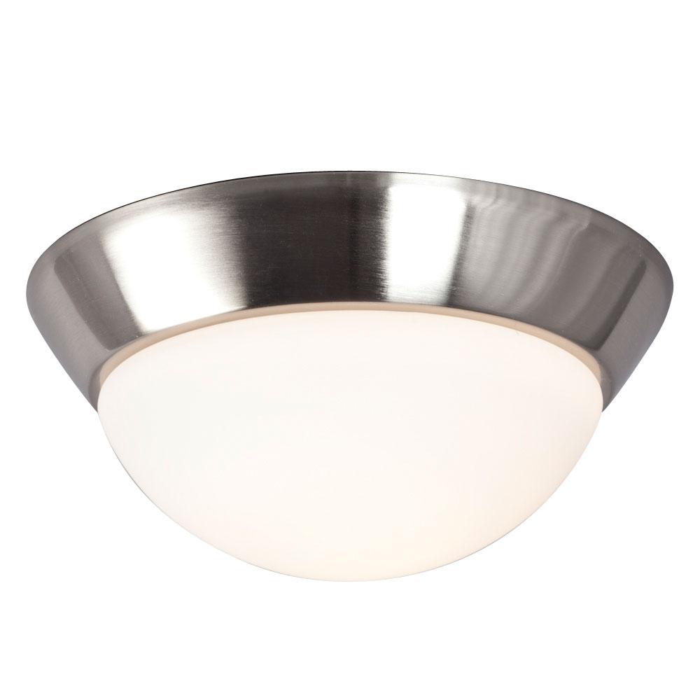 LED Flush Mount Ceiling Light - in Brushed Nickel finish with White Glass