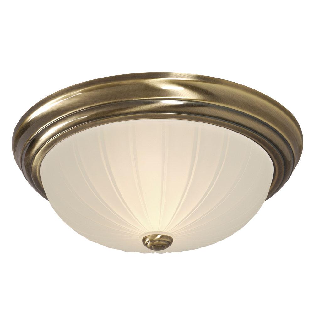 Flush Mount Ceiling Light - in White finish with Frosted Melon Glass