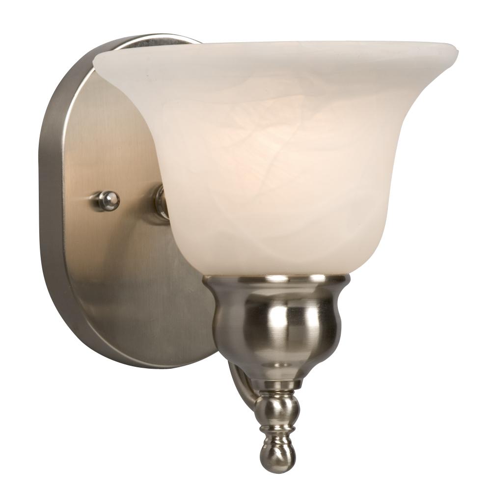 Single Light Vanity - Brushed Nickel w/ Marbled Glass