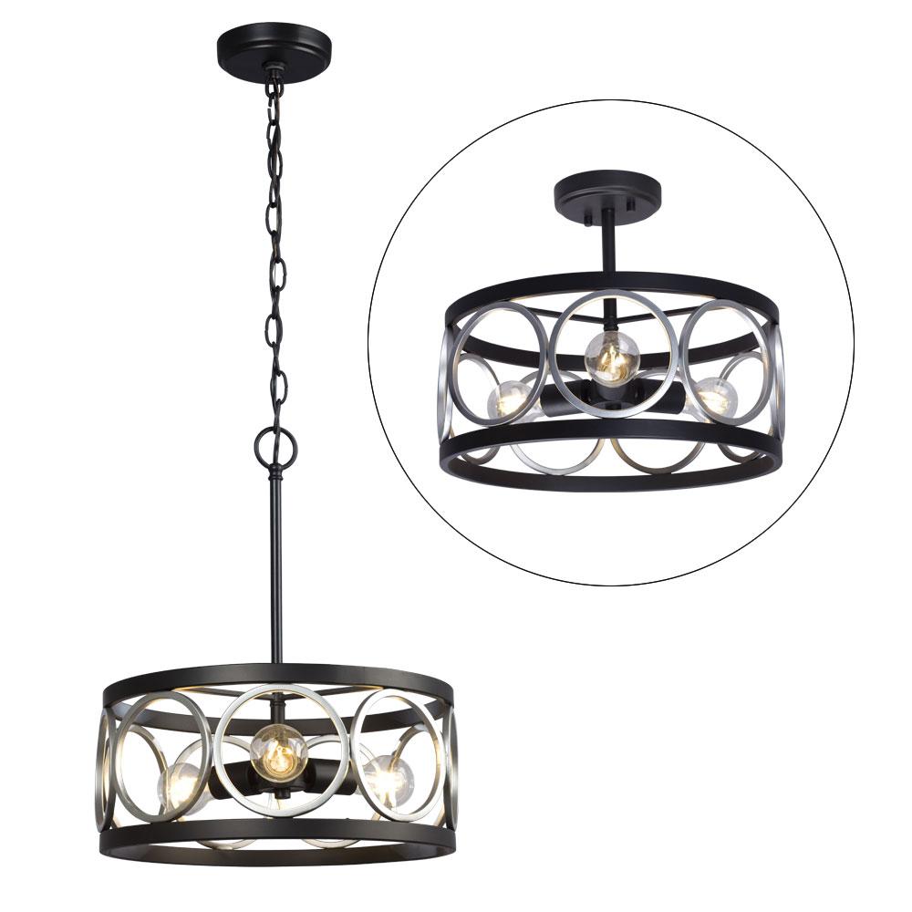 Pendant/SEMI-FLUSH SLV/BK