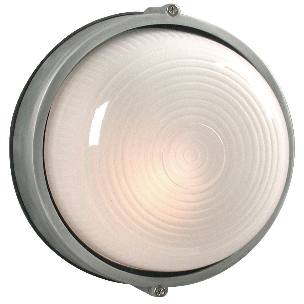 Outdoor Cast Aluminum Marine Light - in Satin Aluminum finish with Frosted Glass (Wall or Ceiling Mo