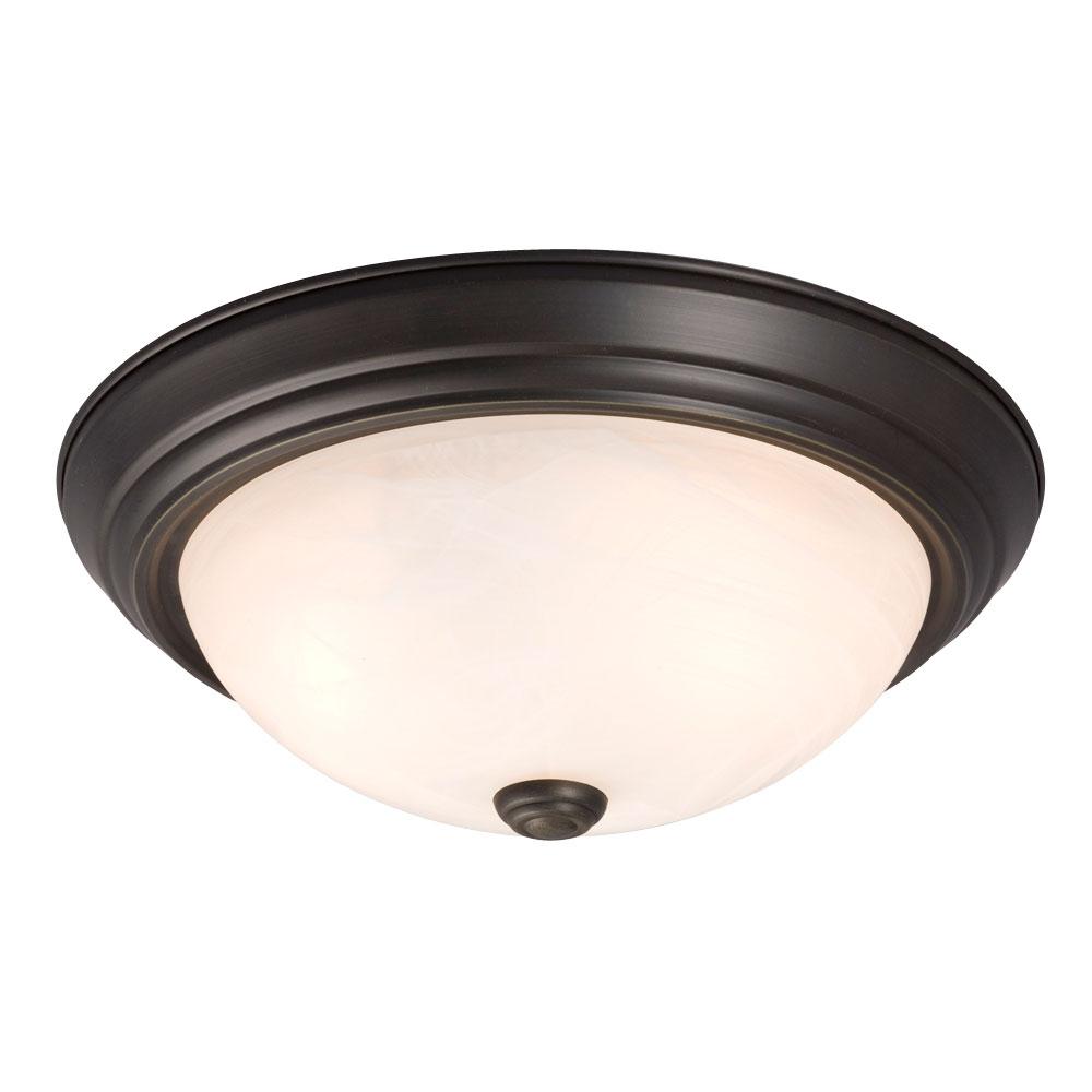 Flush Mount Ceiling Light - in Oil Rubbed Bronze finish with Marbled Glass