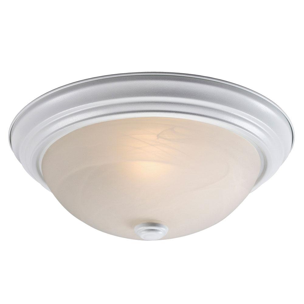 Flush Mount Ceiling Light - in White finish with Marbled Glass