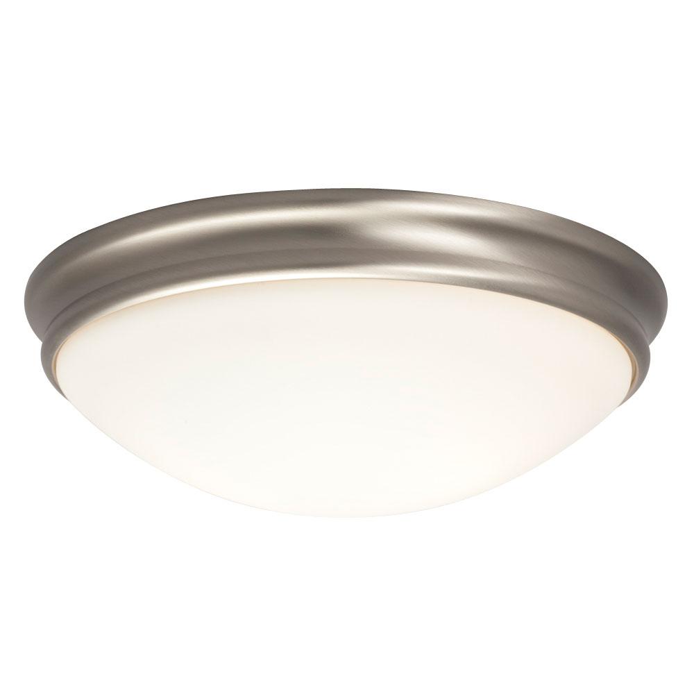 LED Flush Mount Ceiling Light - in Brushed Nickel finish with White Glass