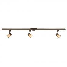 Galaxy Lighting 70335-4-3BZ/TS - 4' Three Light Halogen Track Kit - Bronze w/ Tea Stain Glass