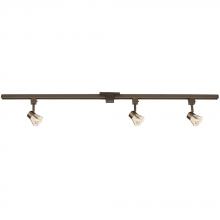 Galaxy Lighting 70335-4-3BZ/WH - 4' Three Light Halogen Track Kit - Bronze w/ White Glass